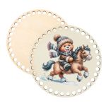 Набор донышек для вязания Матовый фанера ⌀15х0.4 см, 2 шт, 09 Мишка на лошади, Love2art ДВ-02