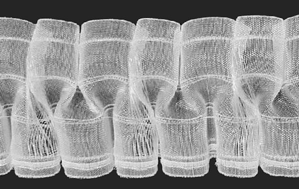 Лента (тесьма) шторная: сборка буфы (1:4) 100 мм / 50 метров, Caron, бабочка, 1041-О цв.прозрачный
