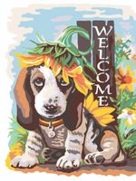 Картина по номерам Фрея, Щенок в подсолнухе, 40х30 см