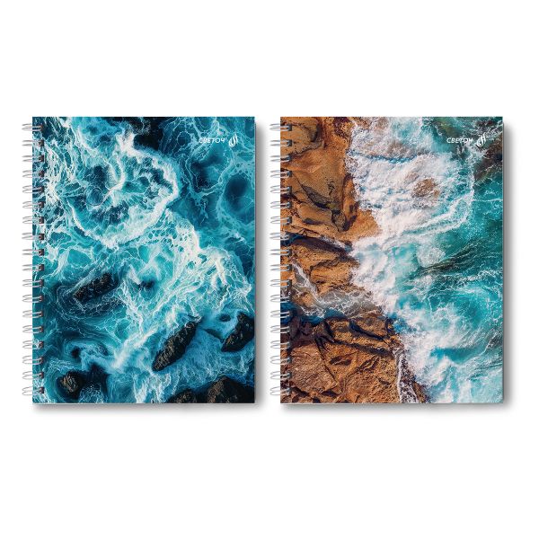 Тетрадь общая с твердой обложкой, глянцевая ламинация A5 80 л. на гребне 65 г/м², белизна 100% 4 шт клетка, 01560 Шторм, Светоч Т215