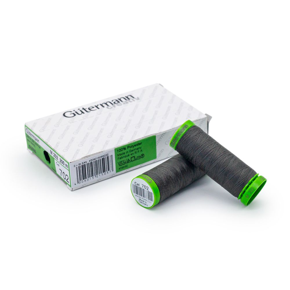 Нитки для тонких тканей Gutermann Extra Fine 150, 200м, 702 мышино-серый, 5 катушек