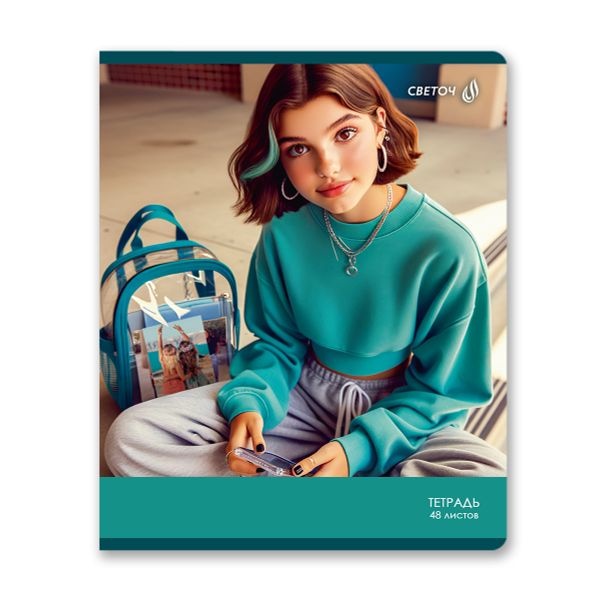 Тетрадь ученическая общая, A5 48 л. на скобе 65 г/м², белизна 100% 10 шт линия, 01535 Загадочный взгляд, Светоч Т206