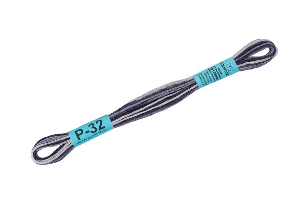 Мулине Gamma меланж, цв.Р-32 т.серый-св.серый, 12 мотков по 8 метров