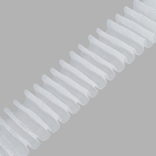 Лента (тесьма) шторная: сборка параллельная (1:2.5), 67 мм / 100 метров, (5 рядов петель, 2 шнура), прозрачный ГР, 6125-SPD