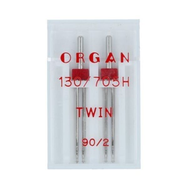 Иглы для швейных машин бытовые универсальные 130/705 H, №90/2, двойные, 2 иглы, в пенале 5102049, ORGAN