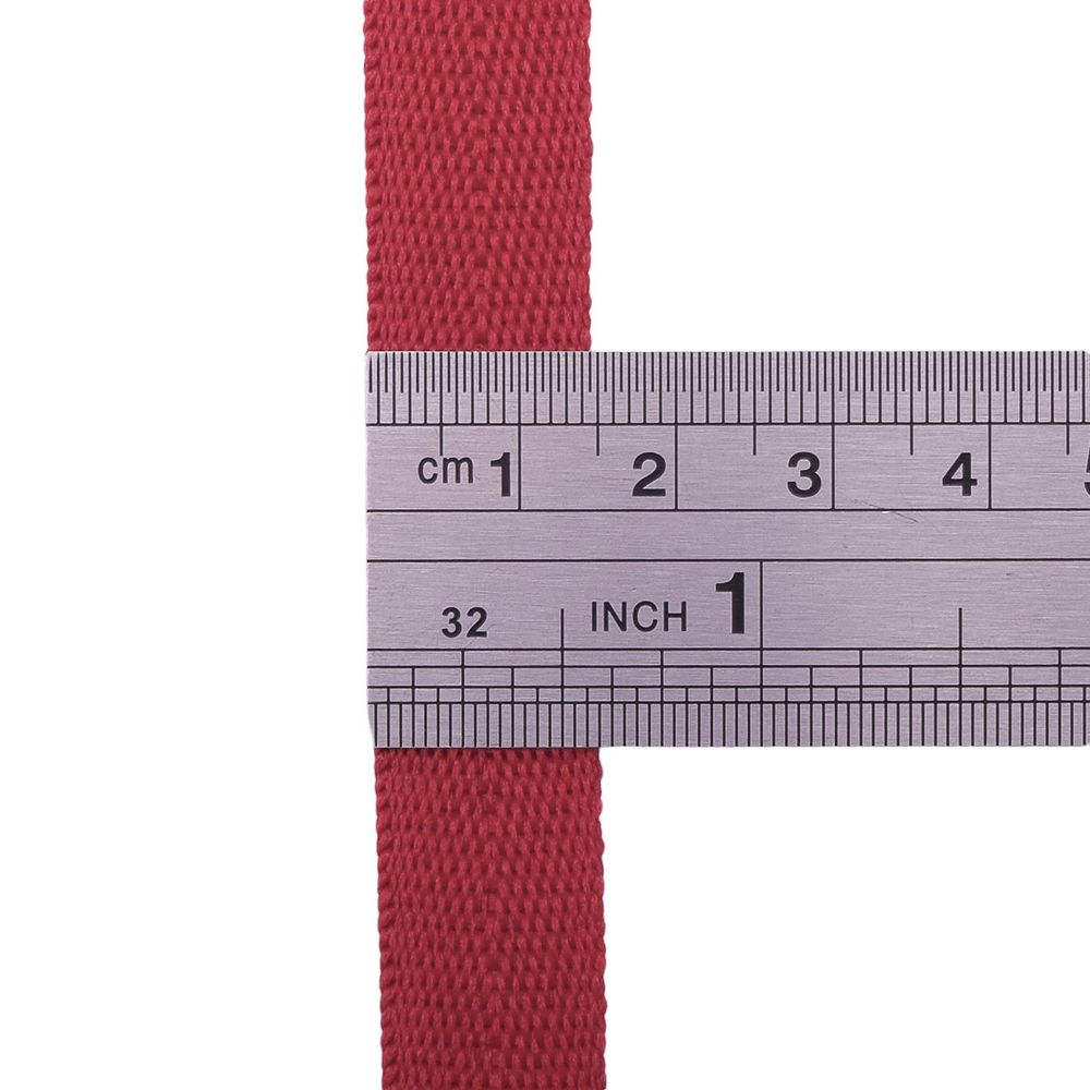 Тесьма (лента) киперная 15 мм / 50 метров, 3 г/м, 100% полиэфир, 27 красный