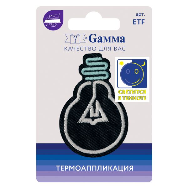 Термоаппликация №05, 1 шт, 02-516 Лампочка 6.1х4 см, Gamma ETF