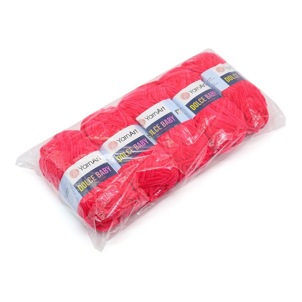 Пряжа YarnArt (ЯрнАрт) Dolce Baby / уп.5 мот. по 50 г, 85м, 759 ярко-розовый