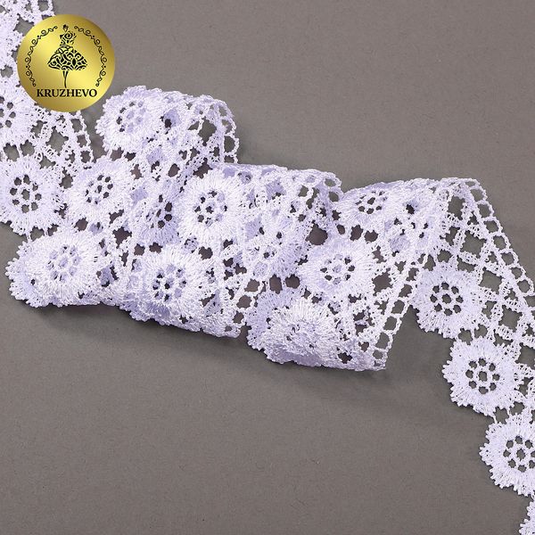 Кружево гипюр (плетёное) 40 мм, TBY.C01328S, 01 белый, 13.25м, Kruzhevo