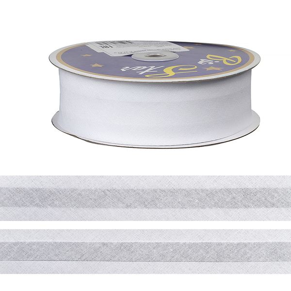 Косая бейка хлопковая 40 мм, BS, 27.43 метров, F101 белый