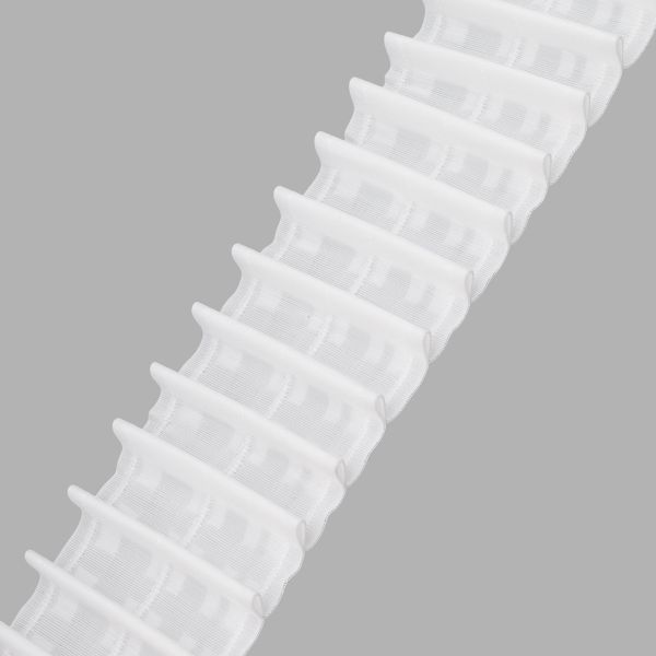 Лента (тесьма) шторная: сборка параллельная (1:2) 80 мм / 10 метров, (5 рядов петель, 3 шнура), белый, 808