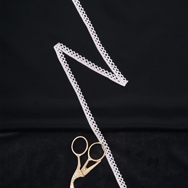 Кружево вязаное (тесьма) 10 мм / 13.72 метра, хлопок, белый, 3AR3335