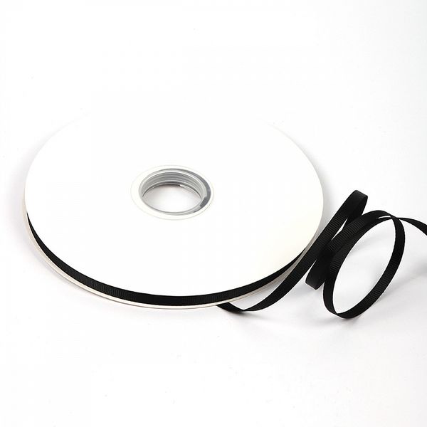 Лента репсовая (в рубчик) 6.0 мм, цв. 030 черный, уп.91.4м