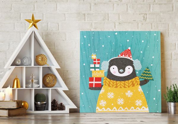 Алмазная (кристальная) мозаика Фрея, постер Пингвин, 30х30 см