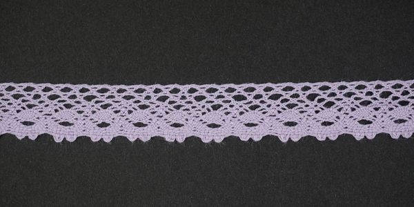 Кружево вязаное (тесьма) 18 мм цв.св.фиолетовый, Alfa, 25 метров, AF-373-027