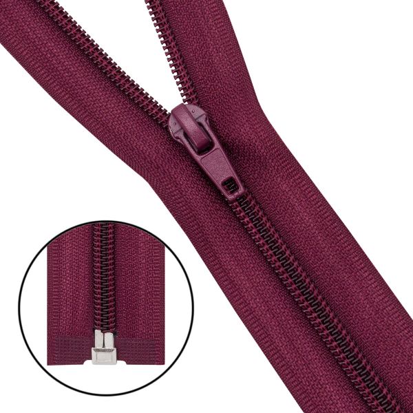 Молния спираль (витая) Т5 (5 мм) 1 зам., разъем., 40 см, 021 бордо, 10 шт