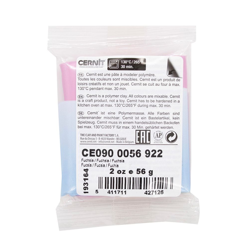Полимерная глина Cernit №1 запекаемая, классическая 56-62 гр, 922 фуксия