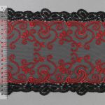 Кружево на сетке широкое 220 мм / 14±0.2 м, Турция, красный, Gamma GCKM-220-01