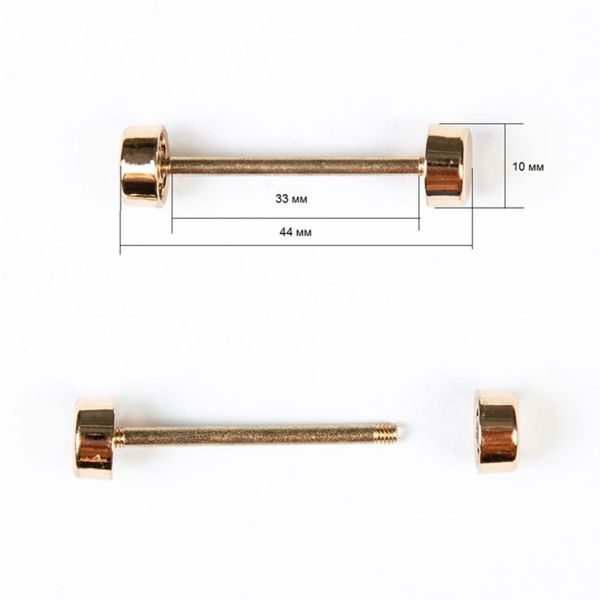 Шпилька для сумки металл L-30мм/10мм с таблеткой ⌀10мм, золото ГР, 66786, 10 шт
