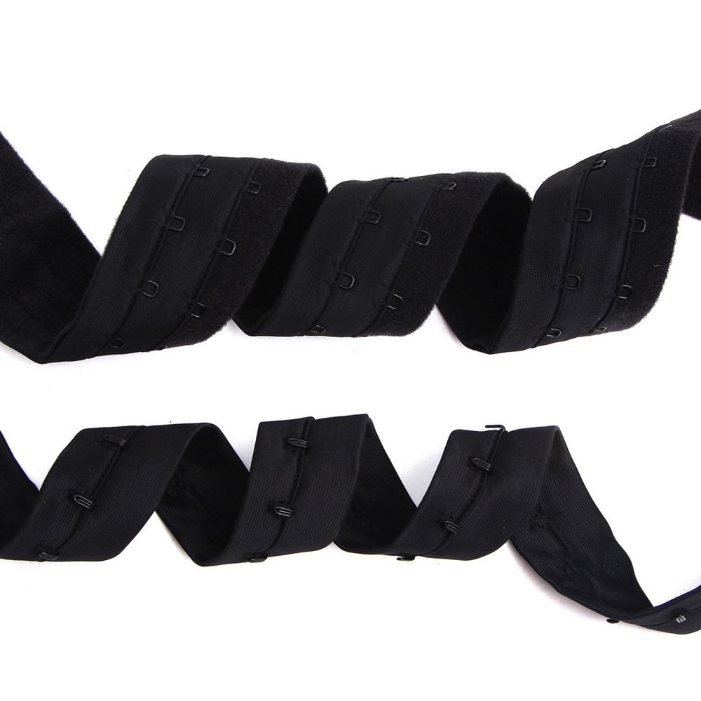 Застежки для бюстгальтера текстильные на ленте (2 ряда) 40 мм / 45.7 метра, шаг 15 мм, 34 г/м, черный, 7221-6035