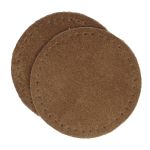 Заплатки пришивные из замши, круг ⌀6см с перфорацией, 2 шт, 100% кожа, 32 кэмел, 59111