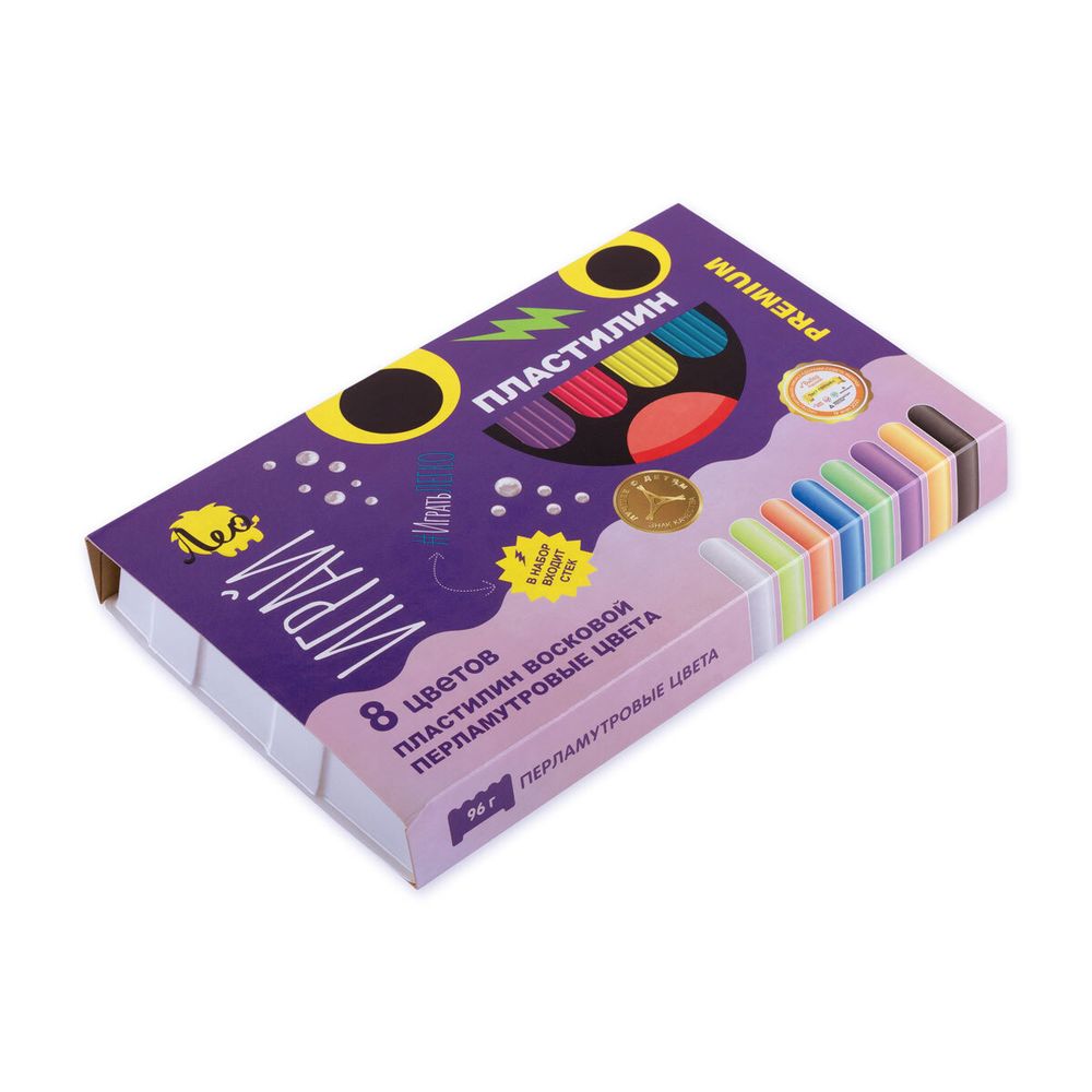 Пластилин восковой Перламутровые цвета 96 г, 8 цв, Лео LPMCR-0108