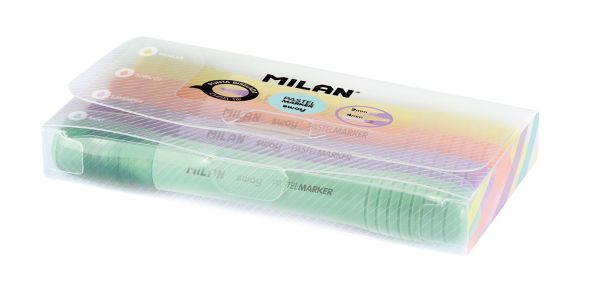 Набор текстовыделителей SWAY Pastel 4 цв., 7 шт, 162119807 ванильный желтый, мятно-зеленый, абрикосово-оранжевый и лавандово-сиреневый, Milan