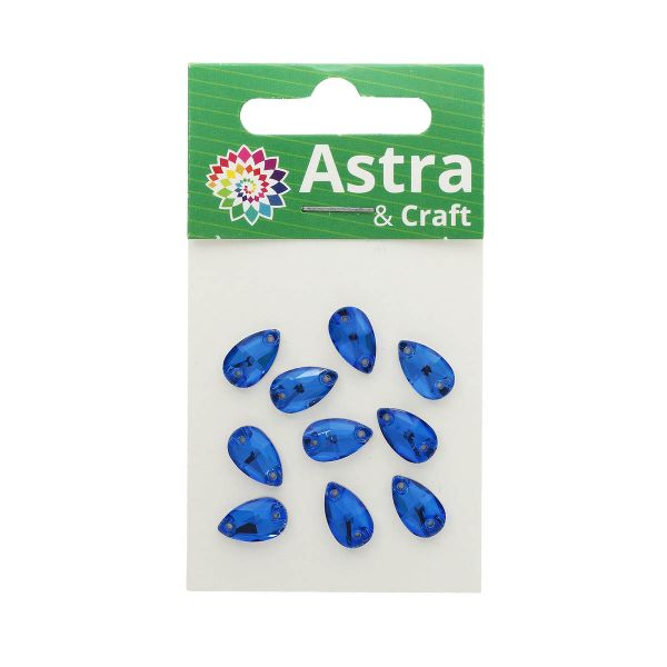 Хрустальные стразы пришивные формы капля, синий 7х12 мм 10 шт/упак., ХК011НН712