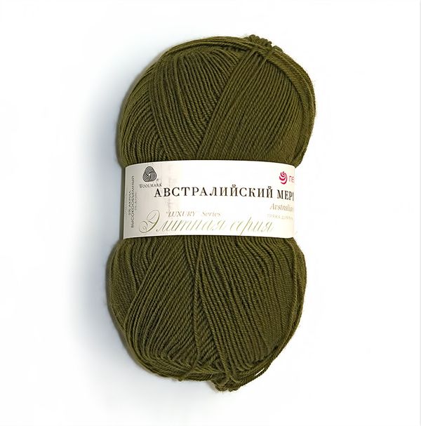 Пряжа Пехорка Австралийский меринос / уп.5 мот. по 100 г, 400 м, цв.423 болото