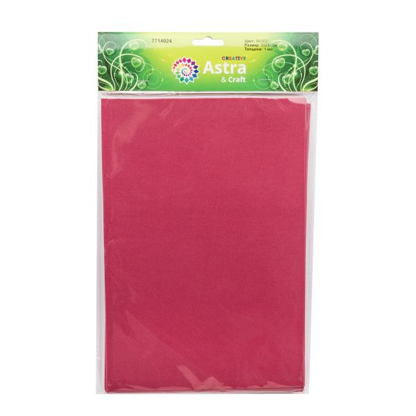 Фоамиран EVA-1010, 10 шт, 20х30 см, 1 мм., Astra&Craft (ZK-002/BK002 красный)