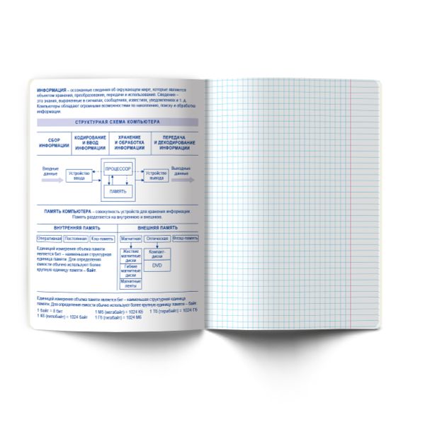 Тетрадь со справ.материал. Архивариус пластик.обл. 320мкм с тис.золот.фольгой. A5 48 л. на скобе 65 г/м², белизна 100% 10 шт, клетка, 01879 Архивариус Информатика, Светоч Т290