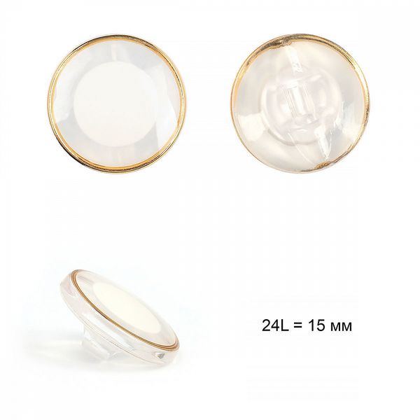 Пуговицы на ножке пластик B304 цв.02 прозрачный/золотой 24L на ножке 50 шт