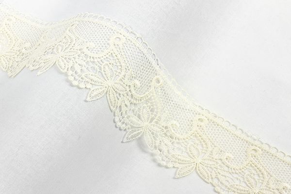 Кружево гипюр (плетёное) 80 мм / 10 м, кремовый, Gamma GGM-8001