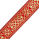 Лента (тесьма) жаккардовая 33.0 мм / 7.32 метра, красный, 7222