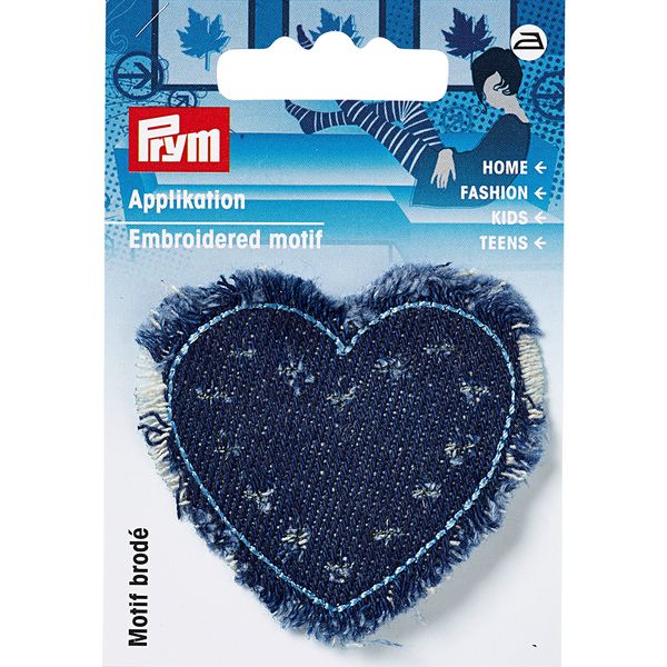 Термоаппликация Сердечко, синий с бахромой, Prym 925611