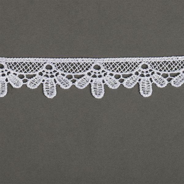 Кружево гипюр (плетёное) 25 мм, 2504 цв.01 белый уп.13.71м, Kruzhevo