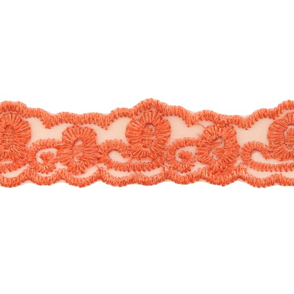 Кружево на сетке 23 мм, 13.71м, цв.098 оранжевый