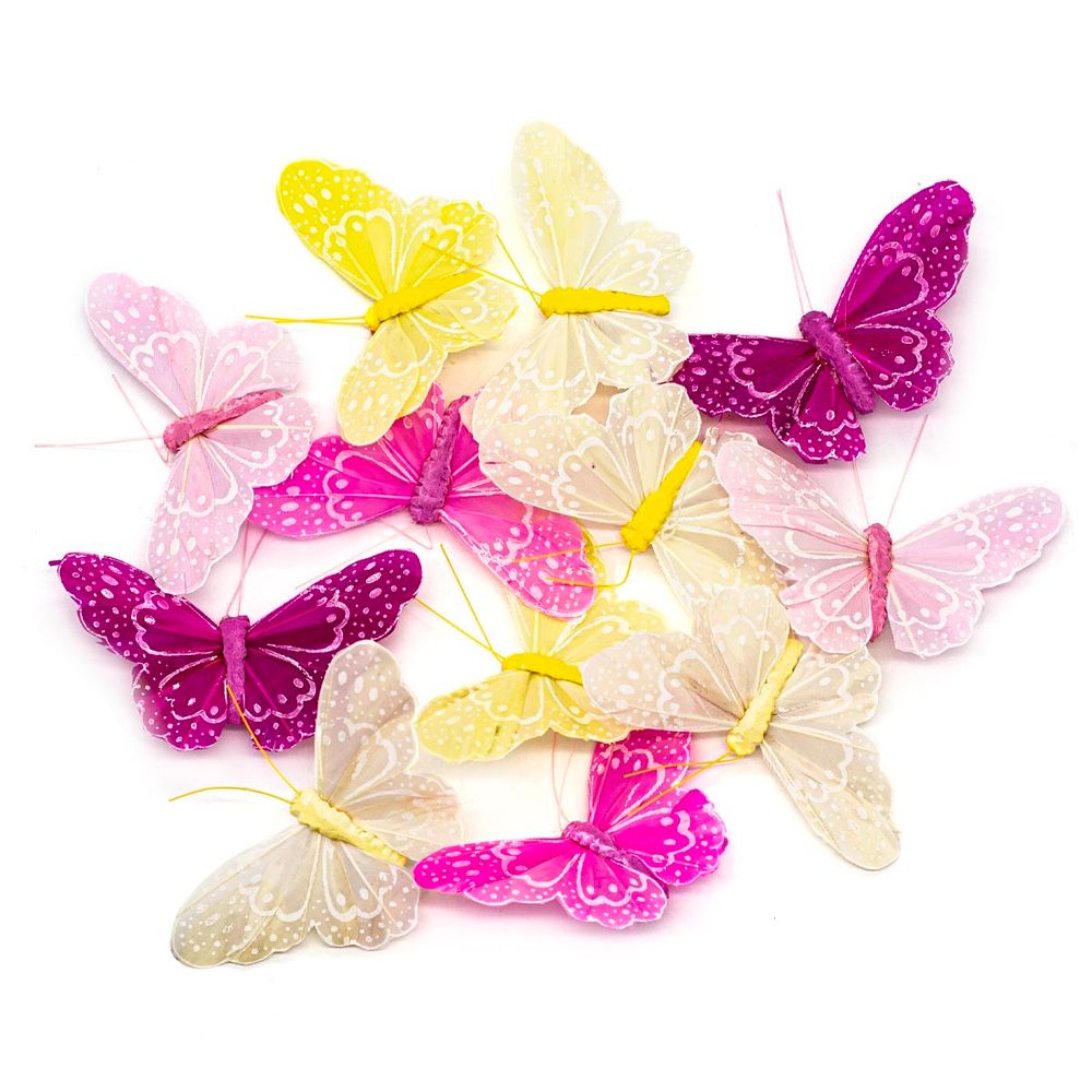 Бабочки с клипсой 10см ассорти, Астра, 12 шт /TOS/