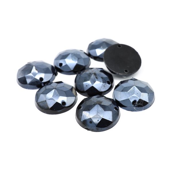 Стразы пришивные, акриловые, 15 мм, 8 штук (круглые) Astra&Craft (графит АВ)