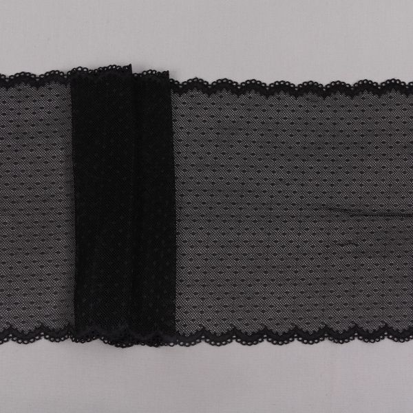 Кружево бельевое эластичное 210 мм / 3±0.2 метра, Турция, черный, Blitz