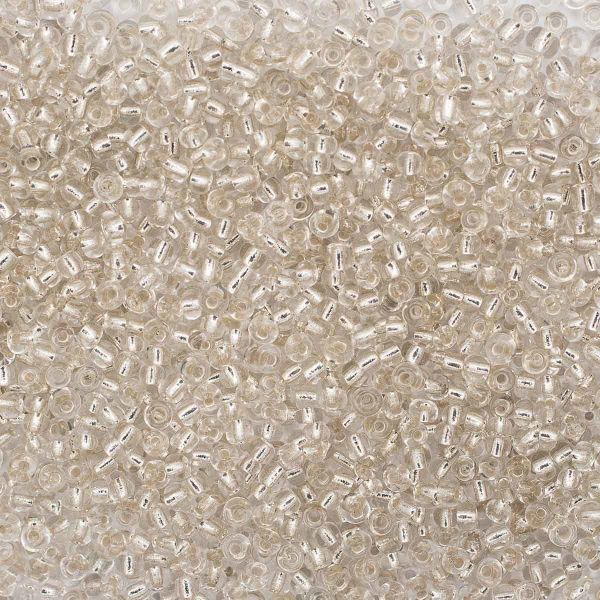 Бисер Astra&Craft 11/0 (2.1 мм), 200 г (10х20 г), цв. 21 белый/прозр.серебрист.центр (круг.отв)