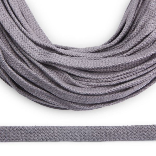 Шнур плоский плетеный х/б ⌀9.0 мм / 100 метров, 100% х/б, 012 серый