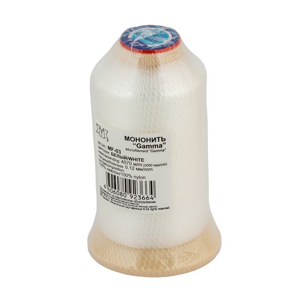 Нить прозрачная (мононить) 0.12 мм / 4570 метров, белый, Gamma MF-03