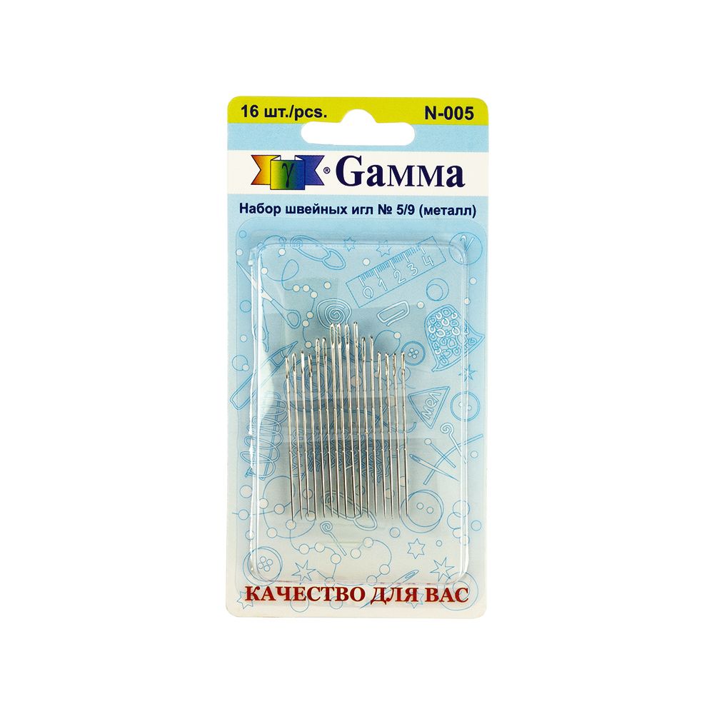 Иглы ручные для шитья №5/9, 16 шт, P, Gamma N-005