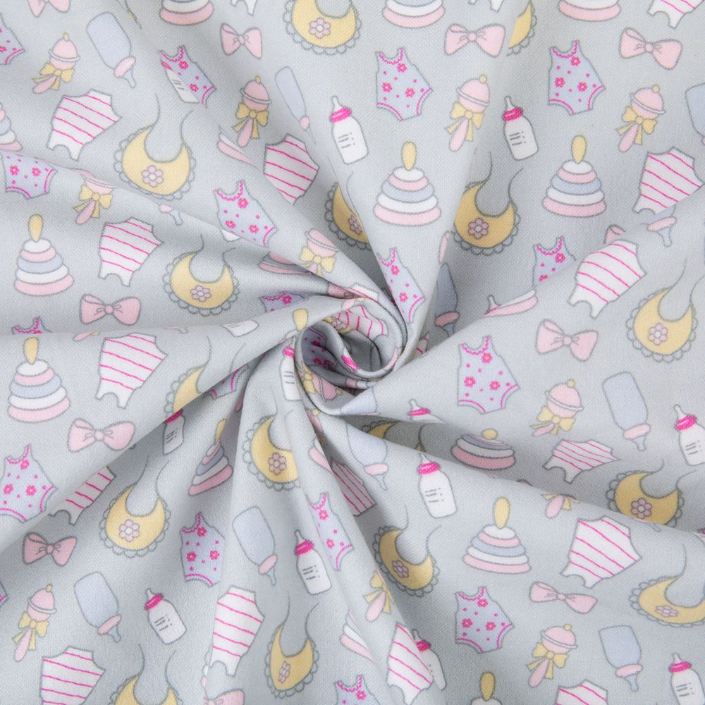 Ткань для пэчворка Peppy Молочные сны фланель, отрез 100х110 см, 175 г/м², МС-18 серый, Peppy