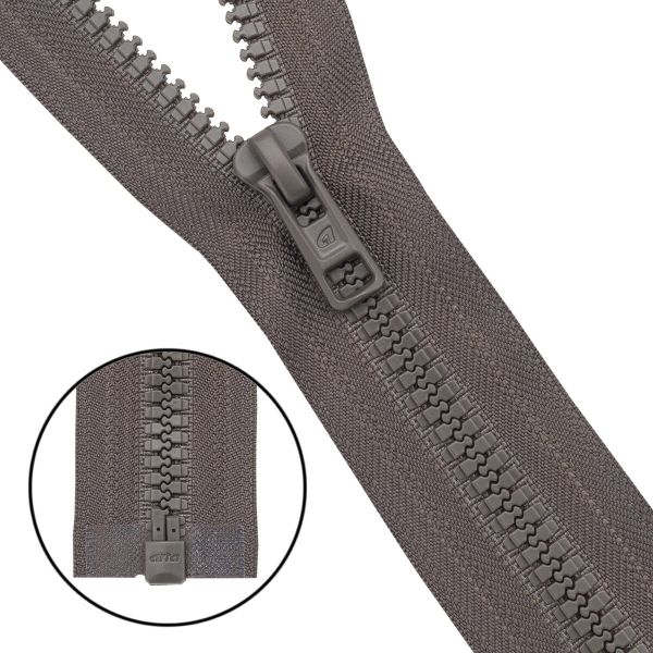 Молния трактор Arta Т6 (6 мм) 1 зам., разъем., 80 см, (2076), A034 дым, НОВЫЙ МАТОВЫЙ ЗАМОК, уп.5 шт