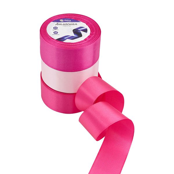 Набор атласных лент 3 цвета по 40.0 мм / 23 метра, розовый микс