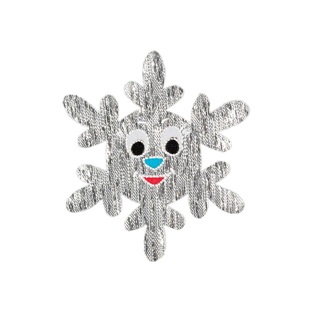 Термоаппликация №4 12 шт, 4-28 снежинка с улыбкой серебро, Blitz Термоаппликация №4 12 шт, 4-28 снежинка с улыбкой серебро, Blitz