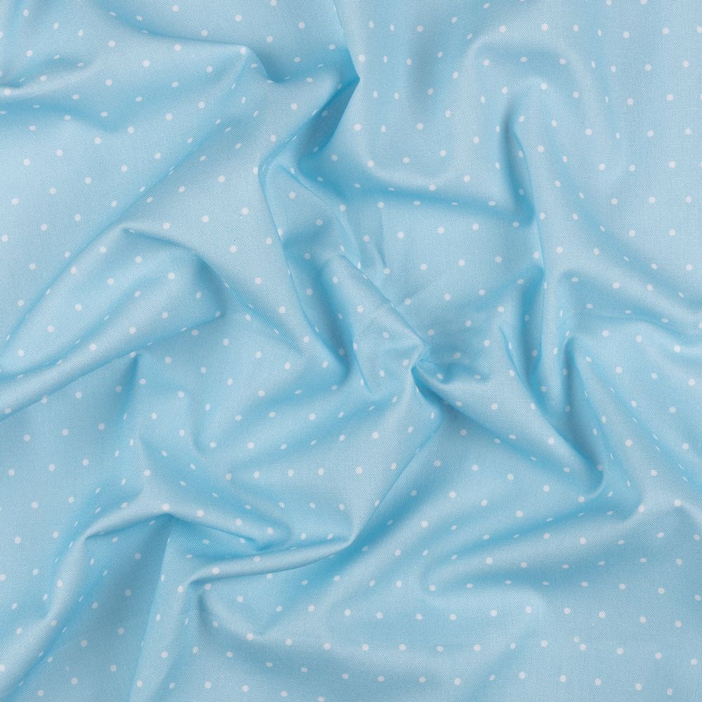 Ткань для пэчворка Peppy Бабушкин сундучок, рулон 112 см / 5 метров, БС-52 горох голубой, Peppy