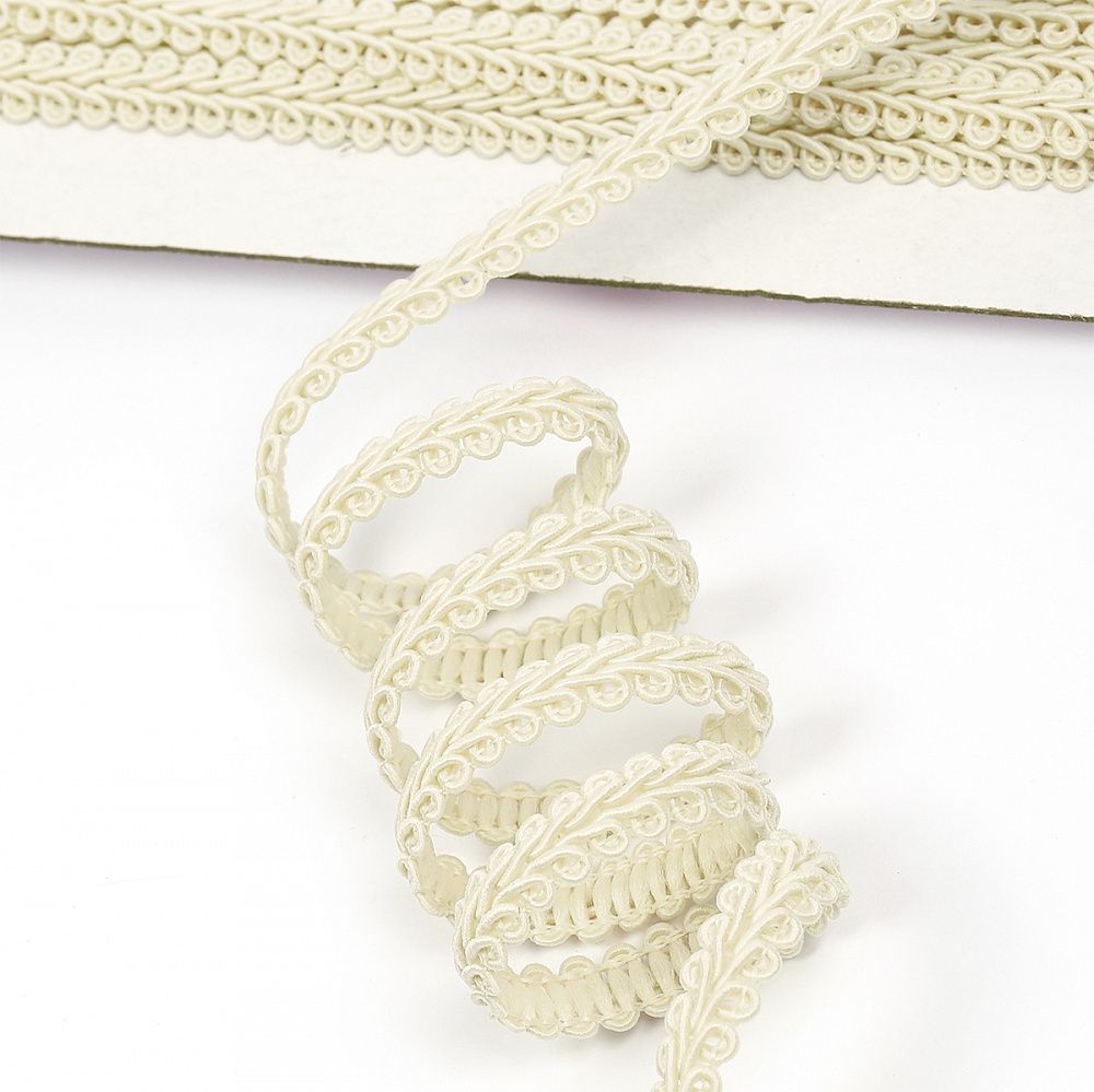 Тесьма Шанель плетеная 12 мм, 0384-0018 цв.02 молочный уп.9м